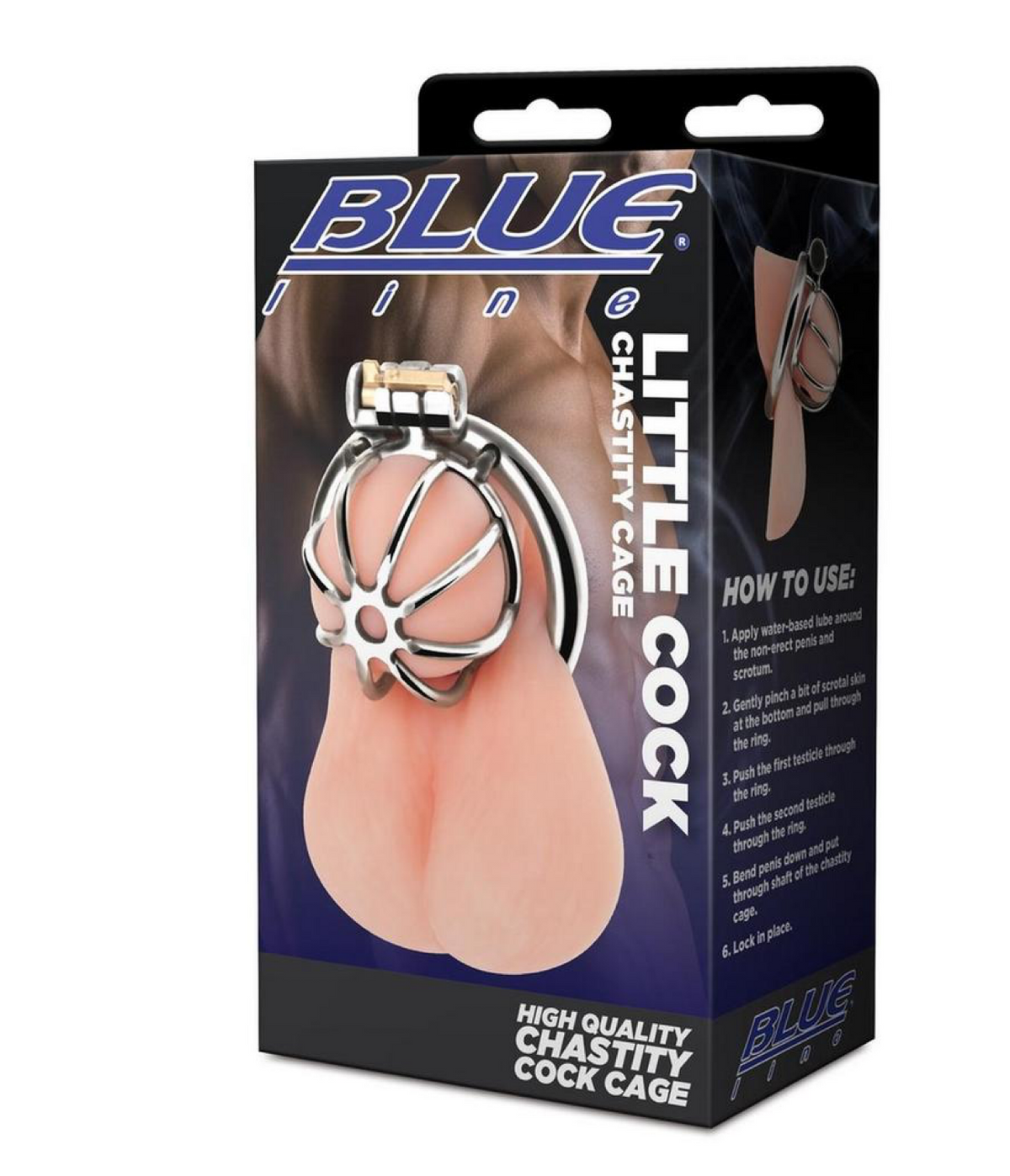 Blue Line Little Cock Chastity Cage - Stainless Steel