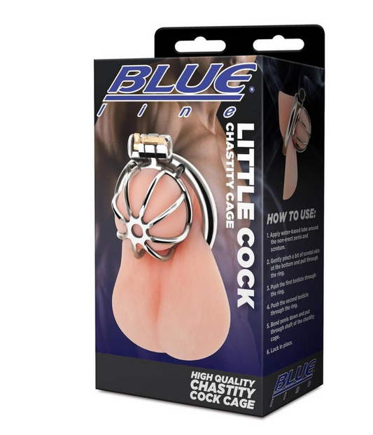 Blue Line Little Cock Chastity Cage - Stainless Steel