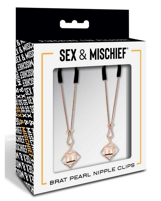 Sex & Mischief Brat Pearl Nipple Jewelry - Rose Gold/White