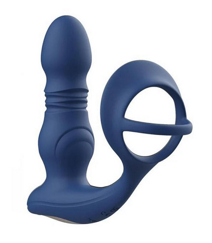 Cyrus App Control Thrusting Rechargeable Prostate Massager with Cock Ring - Blue