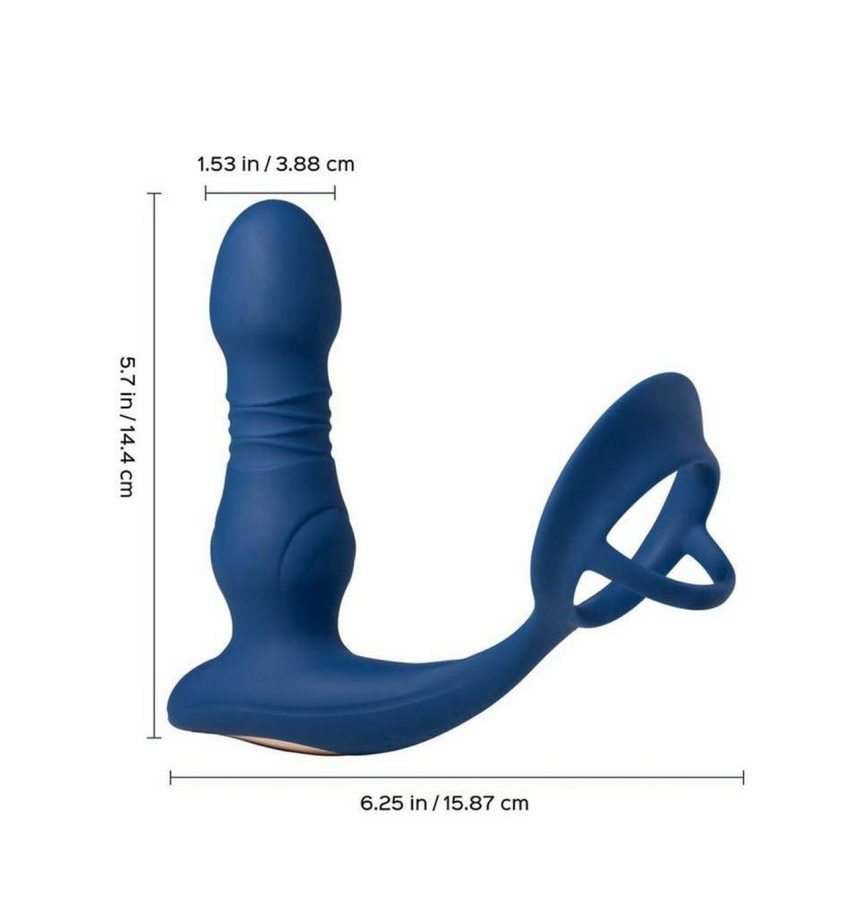 Cyrus App Control Thrusting Rechargeable Prostate Massager with Cock Ring - Blue