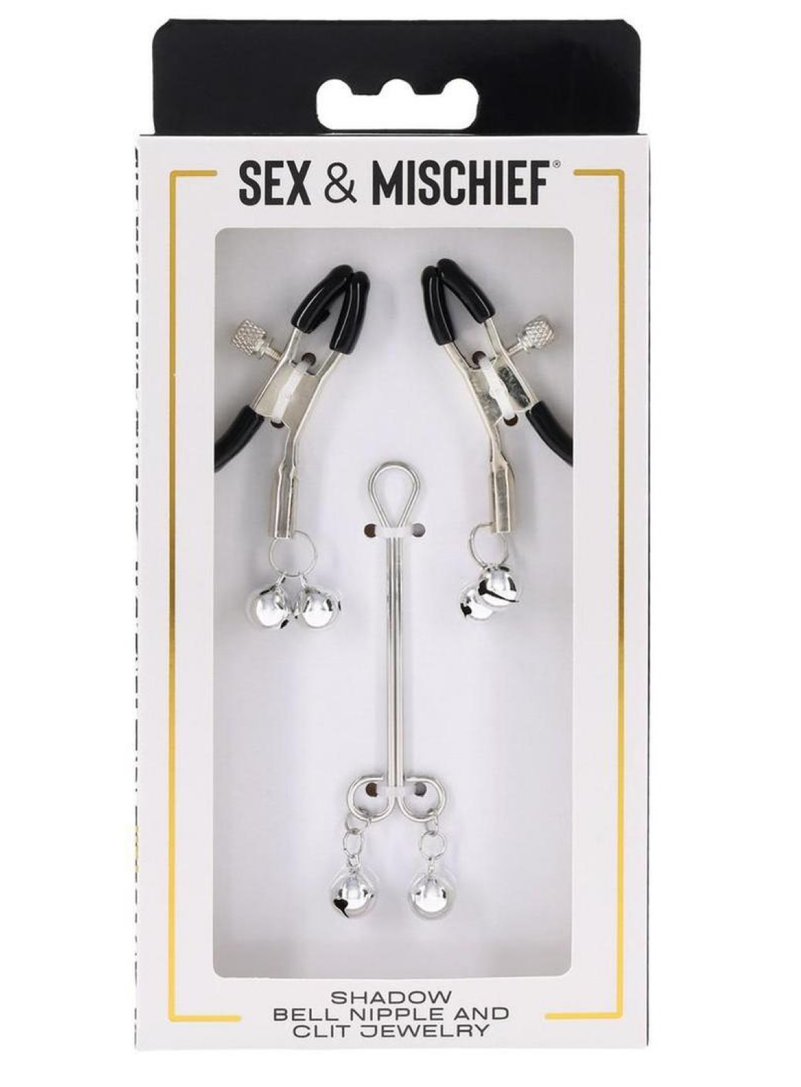 Sex & Mischief Shadow Bell Nipple Clit Jewelry - Black/Silver