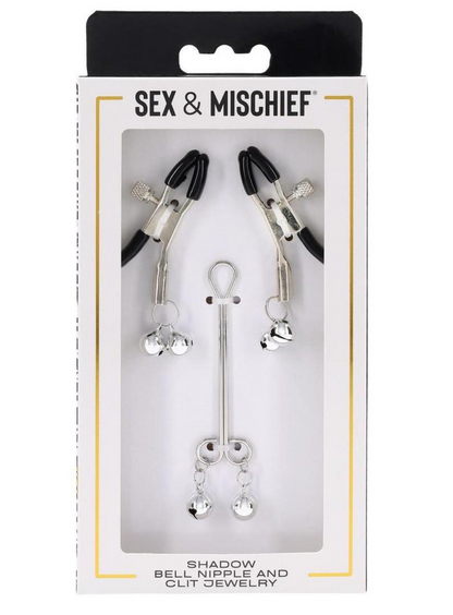 Sex & Mischief Shadow Bell Nipple Clit Jewelry - Black/Silver