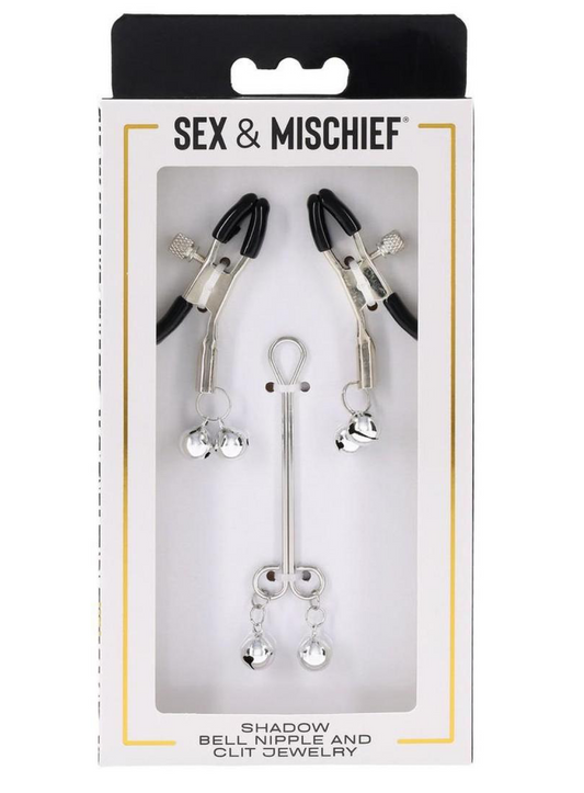 Sex & Mischief Shadow Bell Nipple Clit Jewelry - Black/Silver