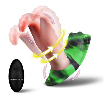 Creature Cocks Tongue Twister Rechargeable Silicone Panty Vibe Tongue Harness with Remote - Multicolor