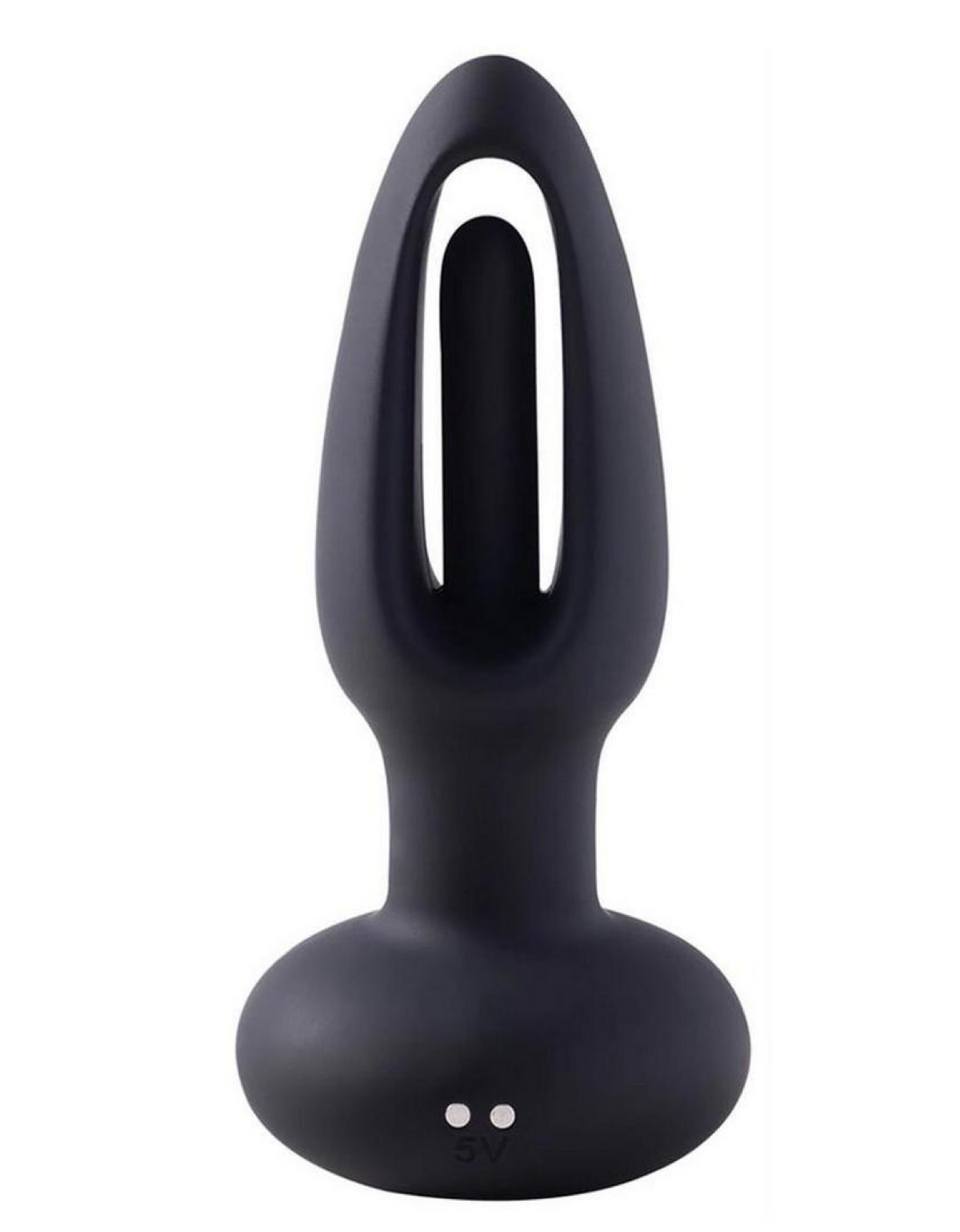 Snuggy Tapping Rechargeable Silicone Prostate Massager Butt Plug Anal Vibrator - Black
