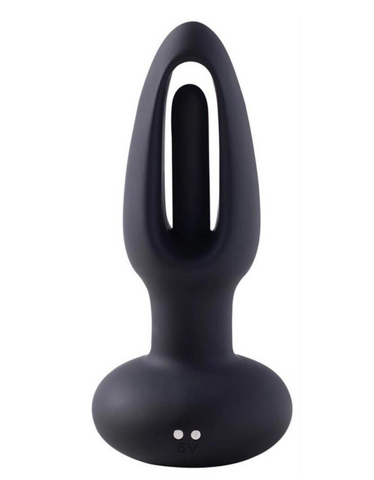 Snuggy Tapping Rechargeable Silicone Prostate Massager Butt Plug Anal Vibrator - Black